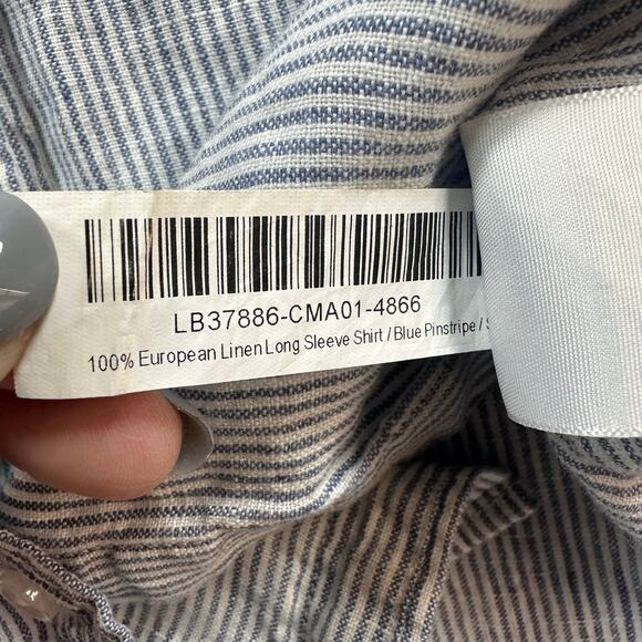 Quince Button-Up Shirt Women's Size Small Blue/White Striped Long Sleeves Linen - Picture 12 of 12